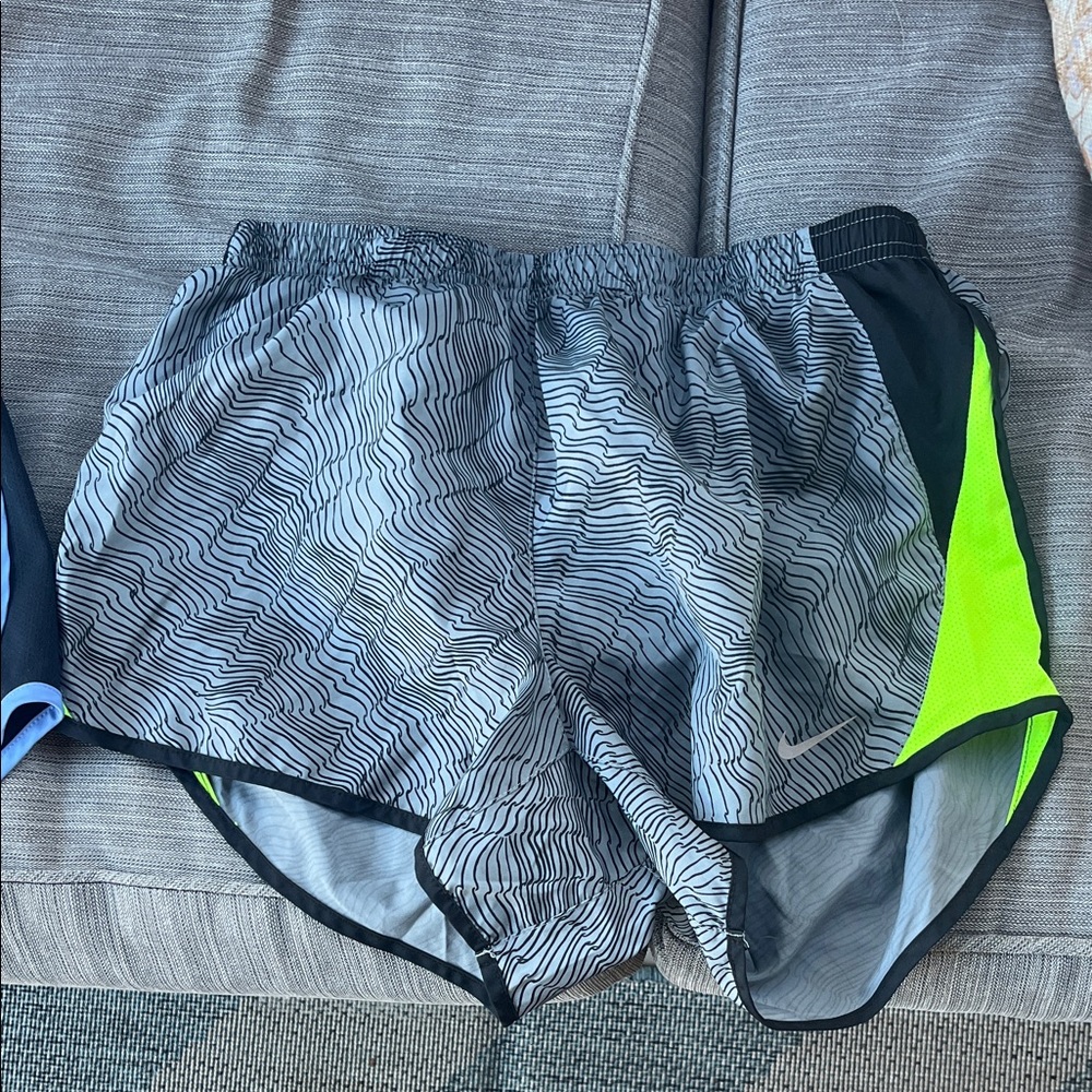 Nike Black and Lime Green Patterned Shorts